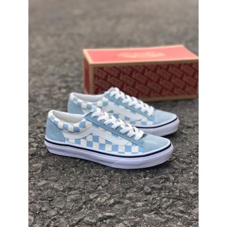 vans old skool checkered blue