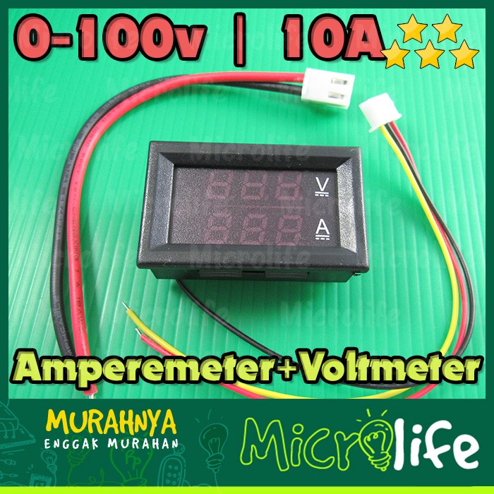 COMBO AMPEREMETER + VOLTMETER DIGITAL FRAME 0-100v 10A