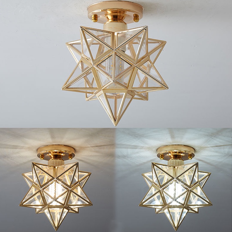 Golden LED Lampu Plafon Ceiling Minimalis Star Cahaya lampu langit-langit kristal mewah+lorong koridor balkon pintu masuk aula Lampu(Tidak termasuk Bohlam)