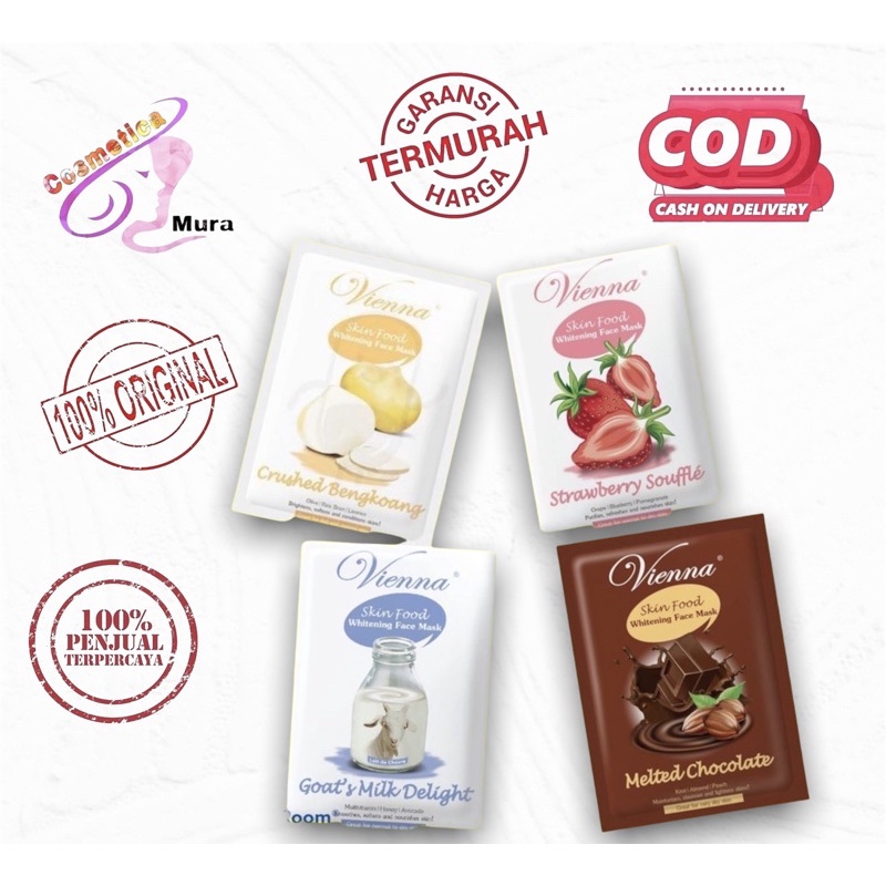 vienna skin food face clay mask goat milk delight - chocolatedmelted - crushed bengkoang - stawberry