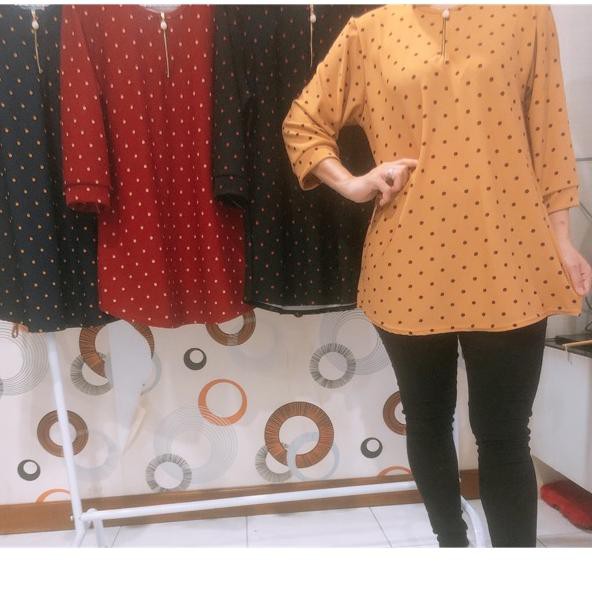 ZFCWB8 Atasan Muslim Wanita / Polka Blouse Jumbo LD110 / 3L  ✫ (Produk)