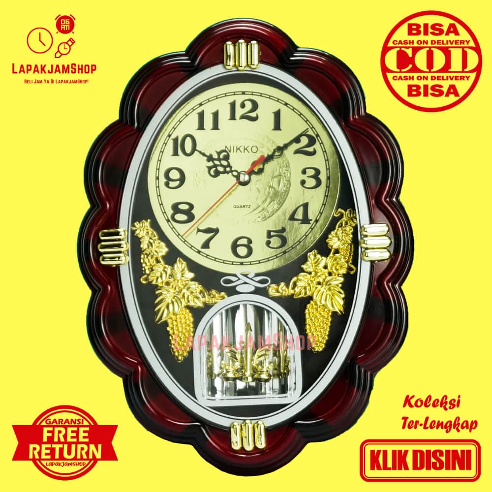 Jam Dinding Suara Perempuan Unik Nikko NK-140 Maroon Hiasan Rumah Keren