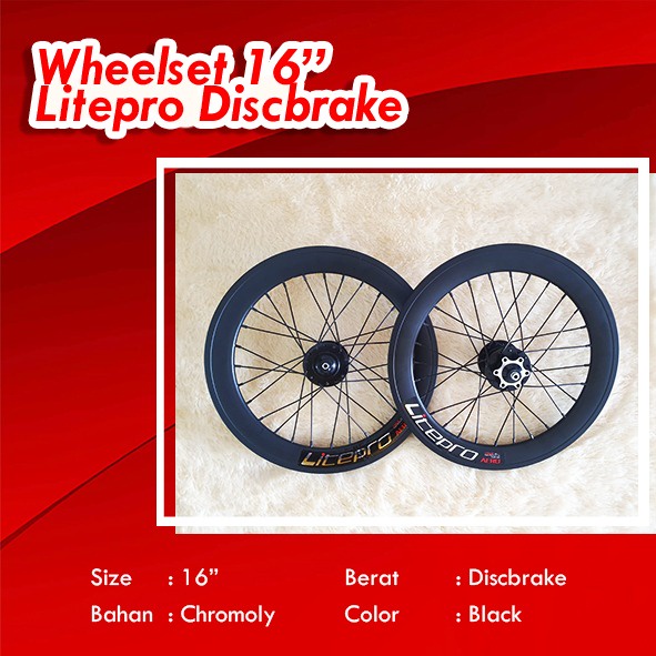 Wheelset Litepro 16 Plus 349 S42 Discbrake DB Discbrake 11 Speed For Gust Brompton TROY