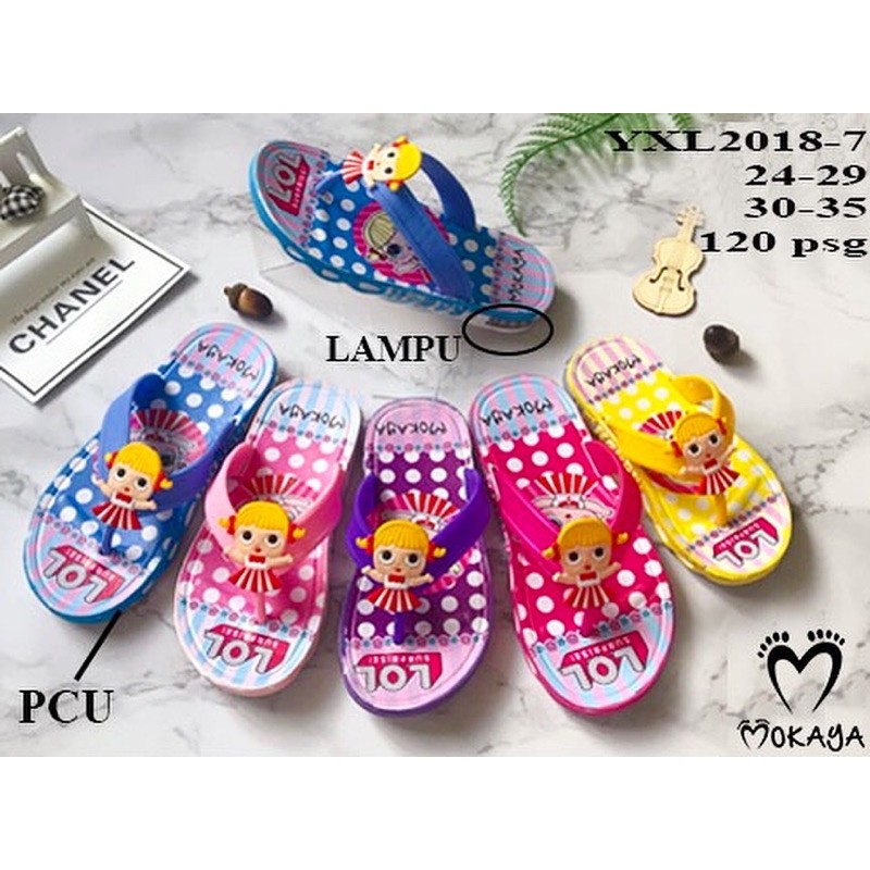 Sandal Anak Cewek Japit Lampu LOL Import Mokaya 2018-7