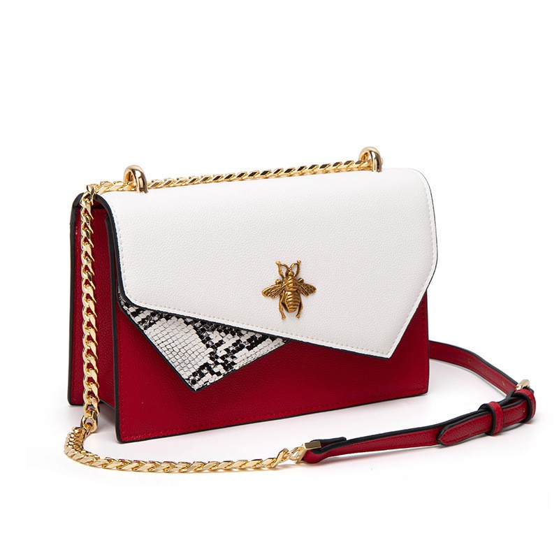 Tas Crossbody Tas Selempang Tali Rantai Warna Emas Logo Lebah Kecil SWJ21