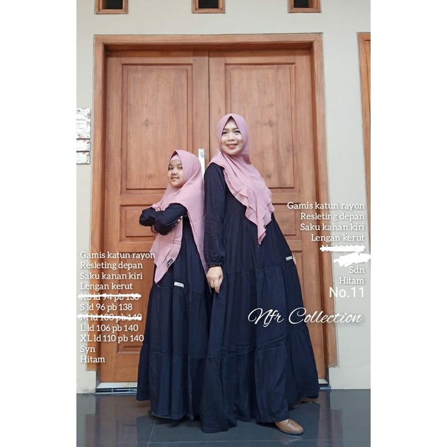 gamis oka oke seragam couple ibu anak katun rayon polos susun ld 96 ld 106 ld 110 ld 88 busui
