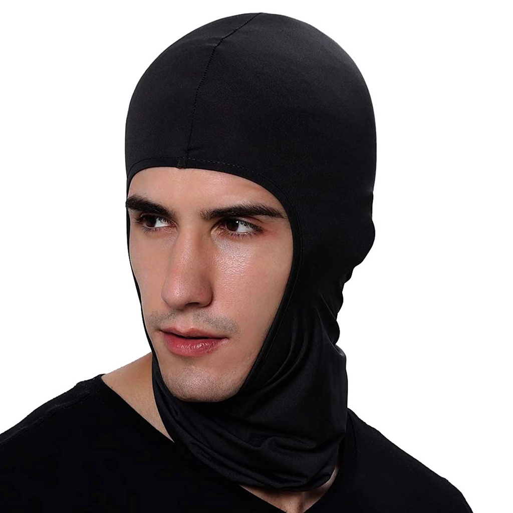 Balaclava Ninja Full Face Masker Buff Spandex Hitam Polos Masker Motor