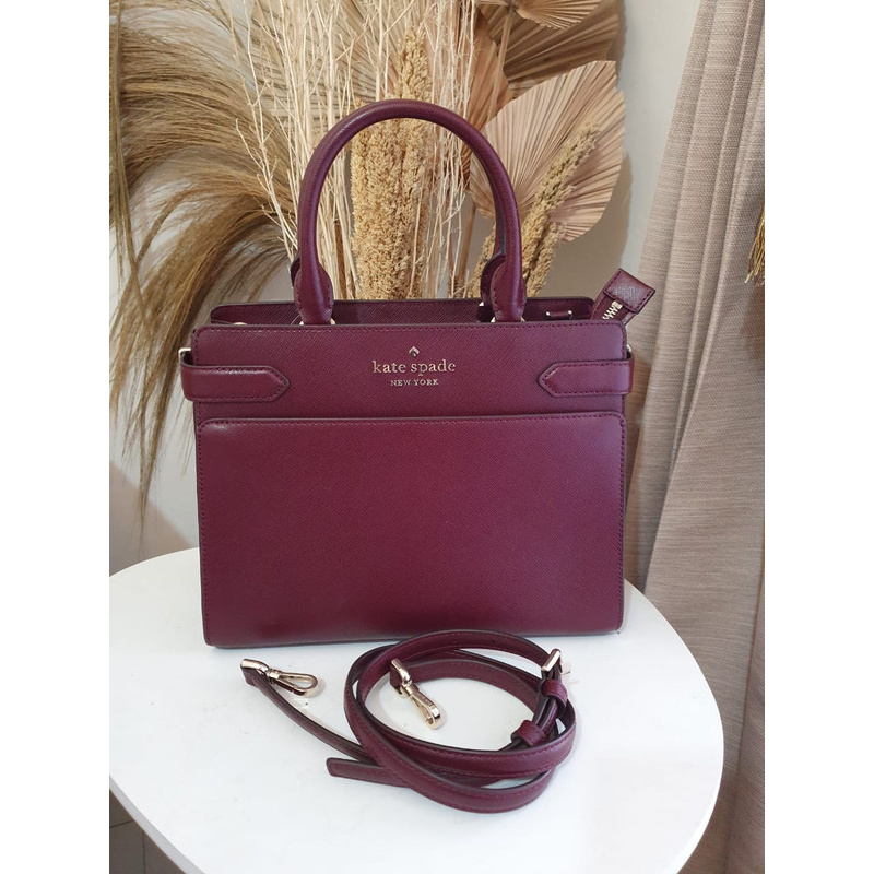 tas kate spade staci medium satchel cherrywood