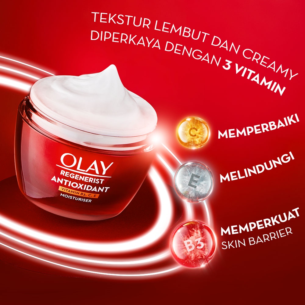 Olay Antioxidant Moisturizer 50gr + Serum 30ml Skin Barrier Cream &amp; Essence Anti Aging Skin Care