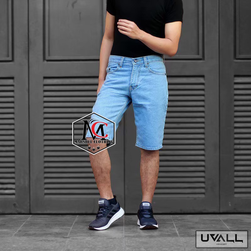 RCL - Celana Pendek Uvall Jeans Warna Bioblits Premium / Celana Jeans Pendek Uvall Original Pria ( 28 Sampai 38 )