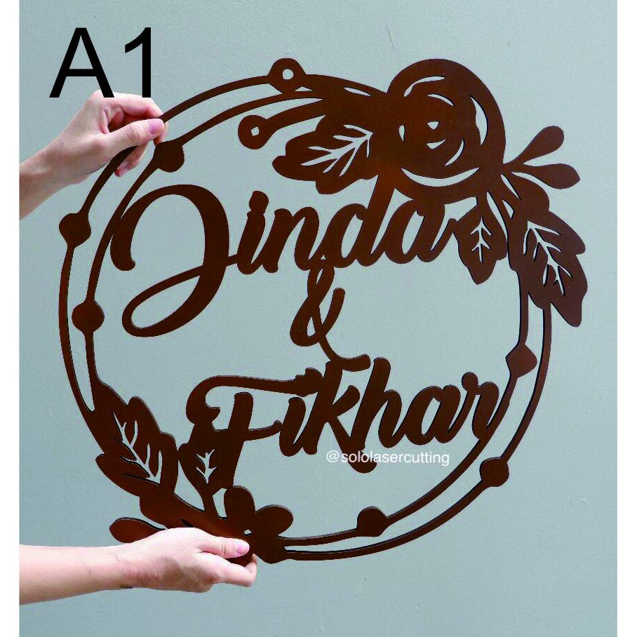 Backdrop Lingkaran Kayu Nama Dekorasi Wedding Lamaran Pernikahan kamar anak custom mdf nama BACKDROP