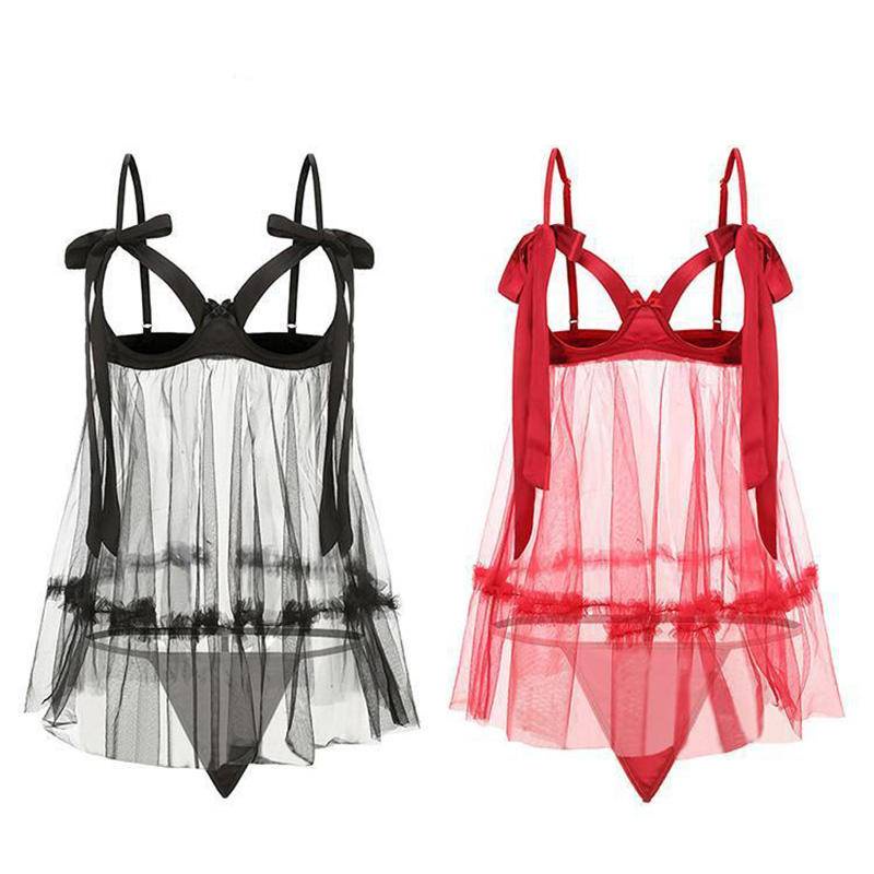 【Wetrose】New Dew Mesh Sexy Sleepwear Sexy Seduction Teasing Open Breast Hot Sexy Lingerie For Sex Hadiah Hari Valentine