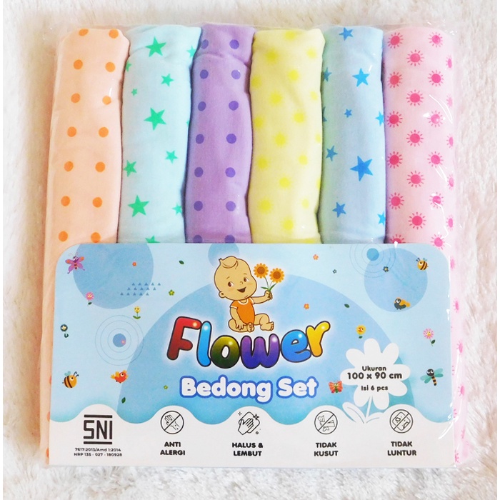 Bedong Bayi Polos Soft Pastel Isi 6 Pcs