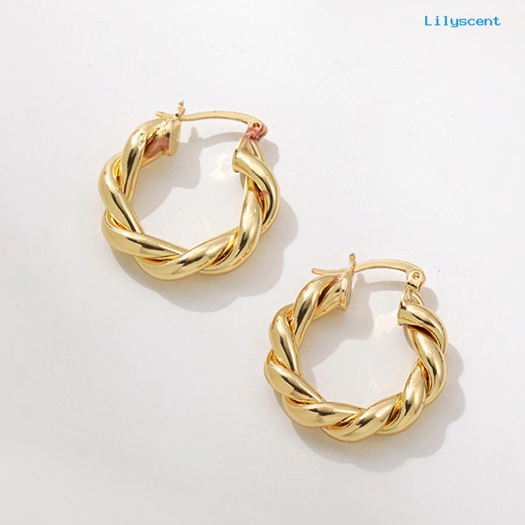 1 Pasang Anting Hoop Hypoallergenic Bahan Alloy Tebal Gaya Elegan Untuk Wanita