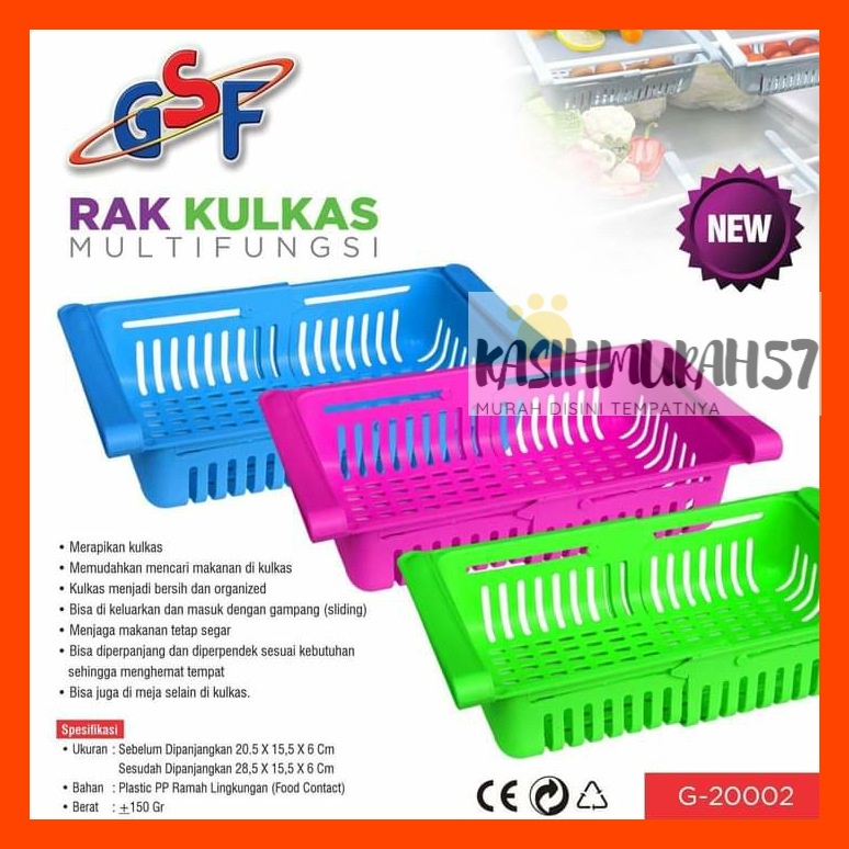 RAK KULKAS MULTIFUNGSI STORAGE BOX KULKAS ORGANIZER SLIDING KULKAS GSF 20002 / RAK KULKAS MULTIFUNGSI GSF 20002 / GSF G 20002 / GSF G-20002