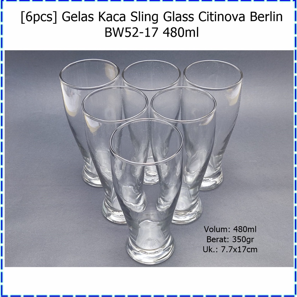 [6pcs] Gelas Kaca Sling/Gelas Jus Citinova Berlin BW-51-17 480ml