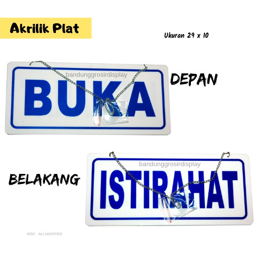 Plat Papan Lambang Sign Rambu Tulisan Istirahat  Dan Buka 