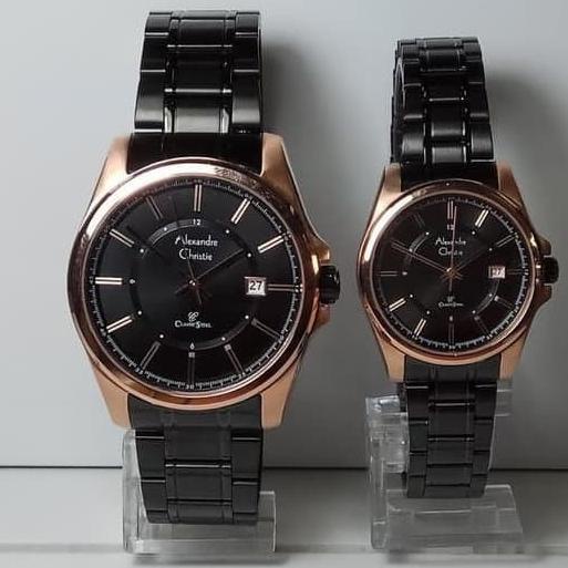 Murah Alexandre Christie Ac 8502 Rosegold Black Couple Original Promo