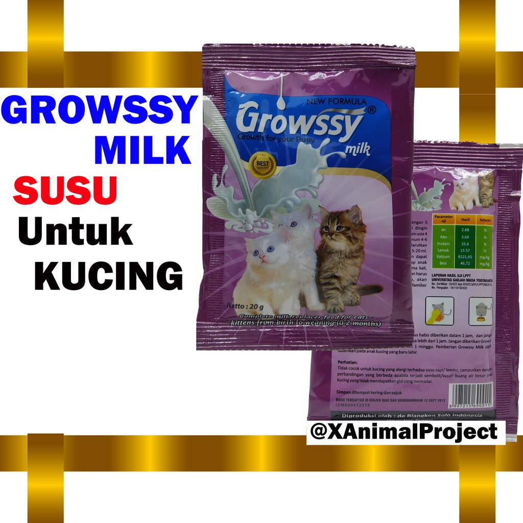 GROWSSY MILK - SUSU KUCING SACHET ANAK KUCING BAYI KUCING CAT MILK KITTEN  MILK REPLACER FEED FOR CAT