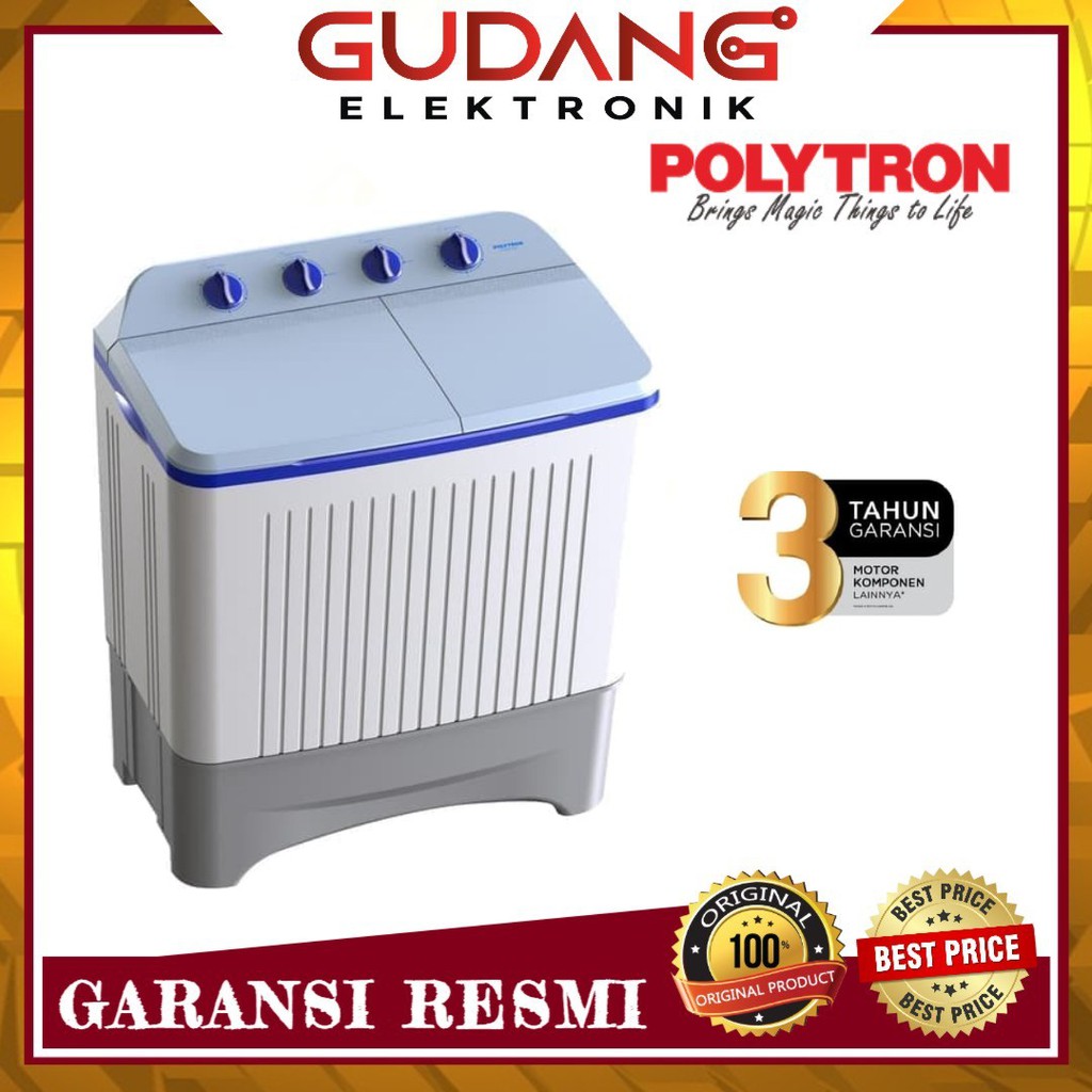 Mesin Cuci 2 Tabung Polytron PWM 7366H Twin Tub 7KG
