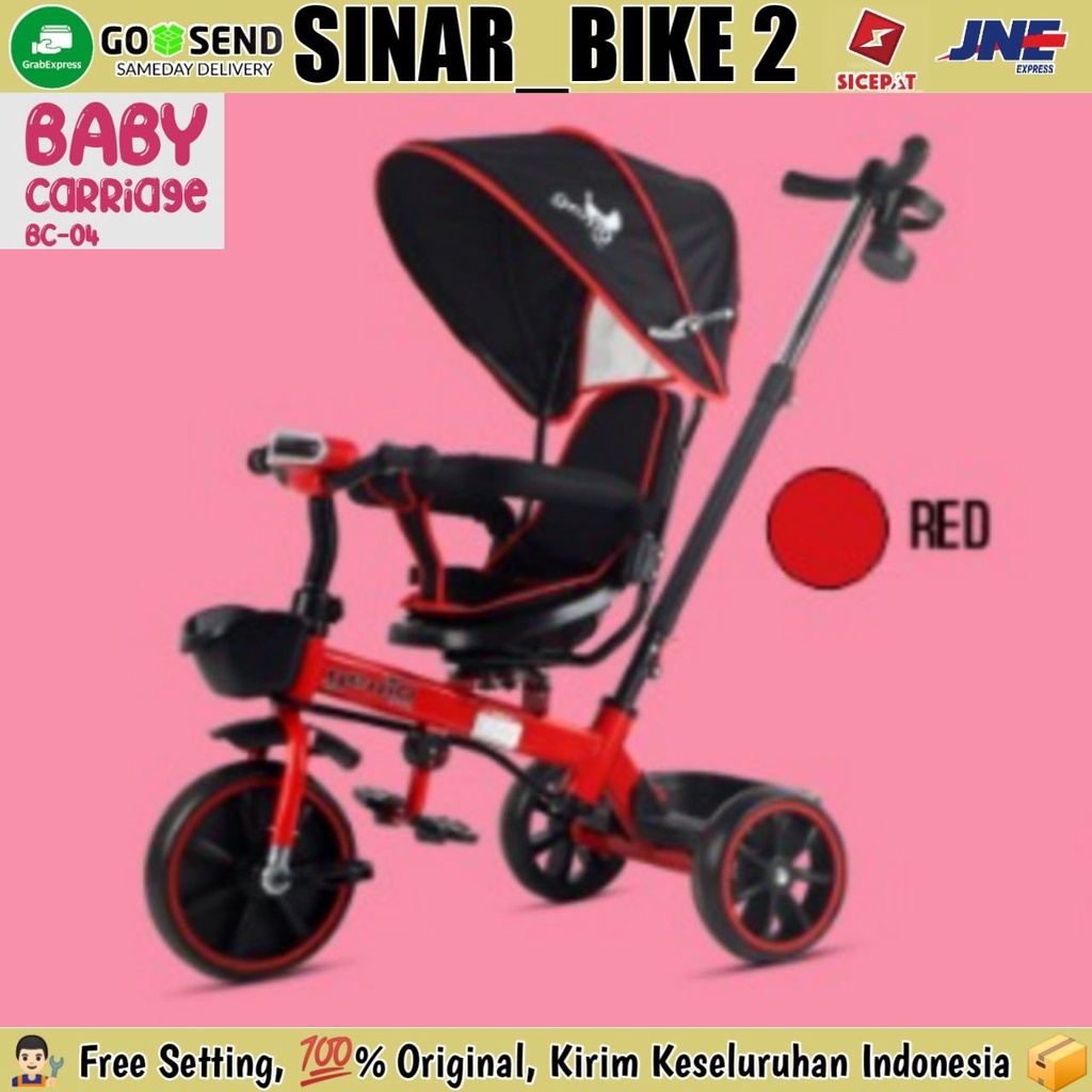 Sepeda Roda Tiga GENIO BC-04 BABY CARRIAGES &amp;T-15  Kursi Putar Tricycle Anak