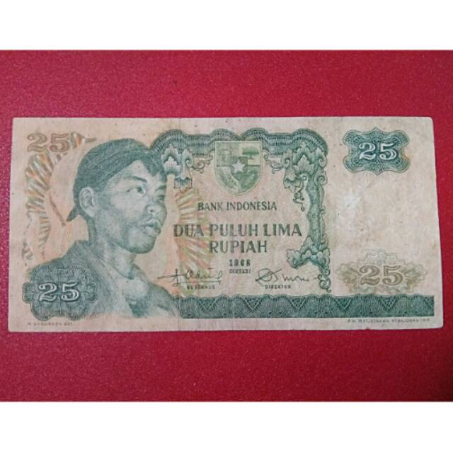 Uang kertas 25 rupiah sudirman thn 1968