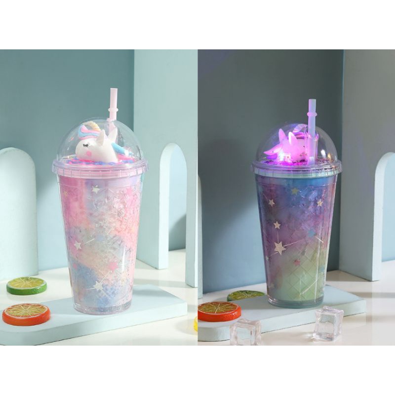 botol minum/ tumbler unicorn led (lampu nyala)