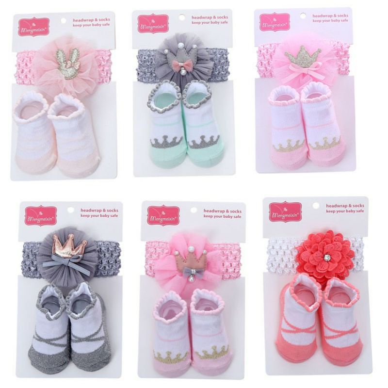 Kaos Kaki Baby  Bandana IMPORT - Kaos Kaki &amp; Headband Set 2in1