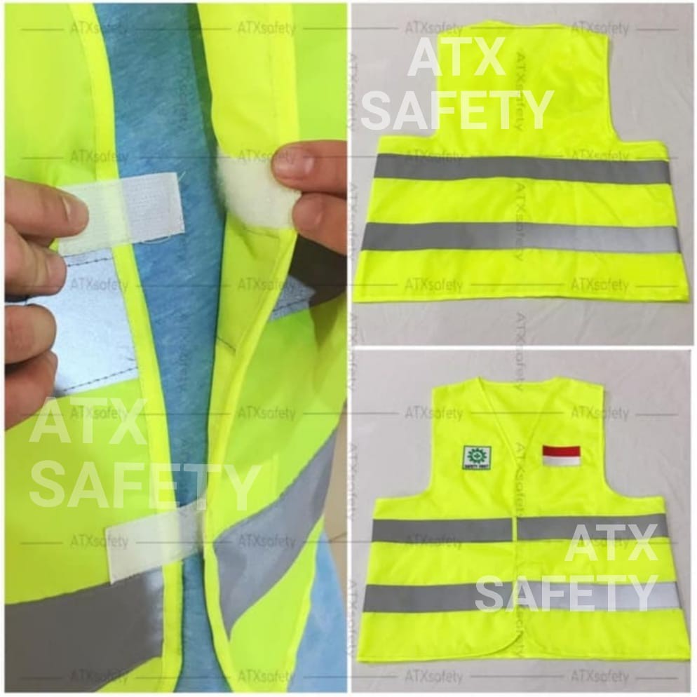 Rompi Safety Proyek Lapangan ATX Logo K3 Tamu dan Bendera Indonesia