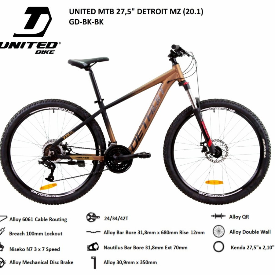 Sepeda gunung United MTB 27.5" Detroit MZ 20.1