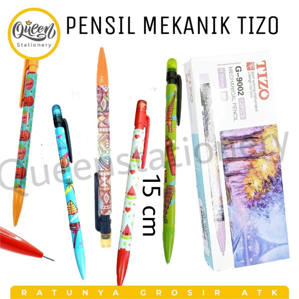 

1 PCS PENSIL MEKANIK 0.5 TIZO / PENSIL ISI LUCU / PENSIL CETIKAN MOTIF / MECHANICAL PENCIL