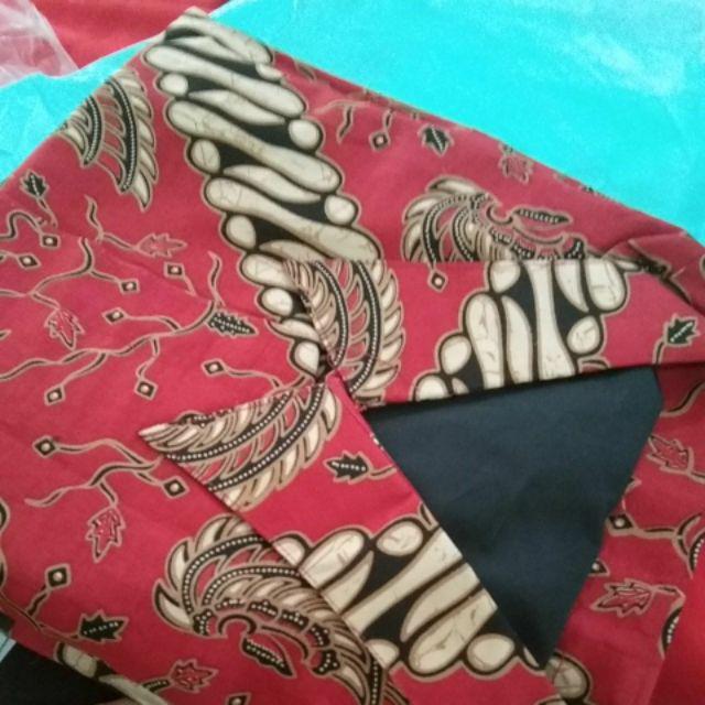 Batik Pria Realteza Merah Size M - Xxl  Batik Solo Halus Asli Katun Sragenan Full Furing