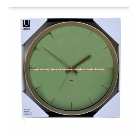 Umbra Olivia Wall Clock Green Gold 30cm Jam Dinding Bulat Diagonal Hijau Umbra Clock 30cm