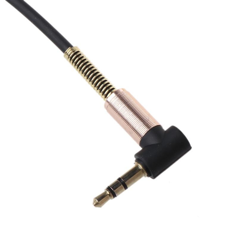 Cre Kabel Jack Aux 3.5mm Male Ke Male 90 Derajat Bahan Nilon Panjang 24cm Untuk Mobil