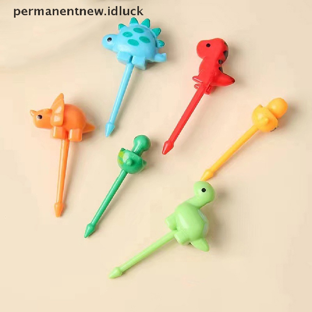 6 Pcs Garpu Buah Mini Bentuk Kartun Hewan Dinosaurus Untuk Anak