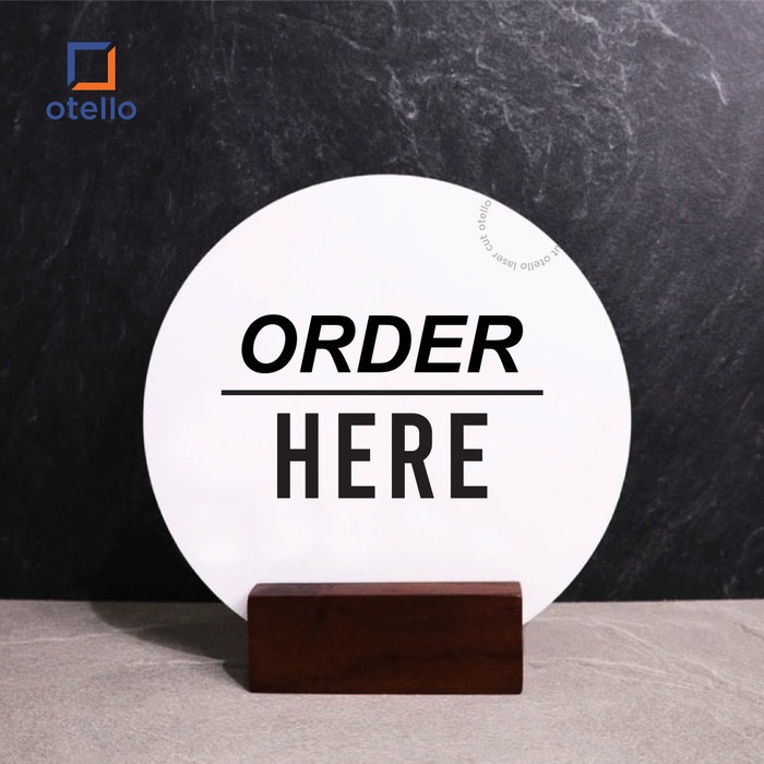 Order Here Sign Standing Acrylic Desk Signage Pesan Disini Akrilik