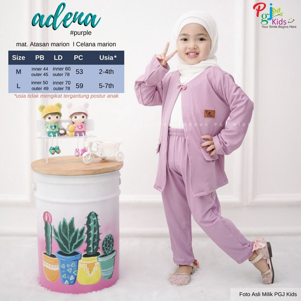 setelan anak perempuan 2-7 tahun mat lemon skin ori pgj | adena venya set-adena purple
