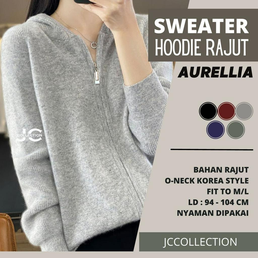 Jaket Hoodie Rajut Roundhand Aurell Ariiel Sweater Jempol polos- JCCollections
