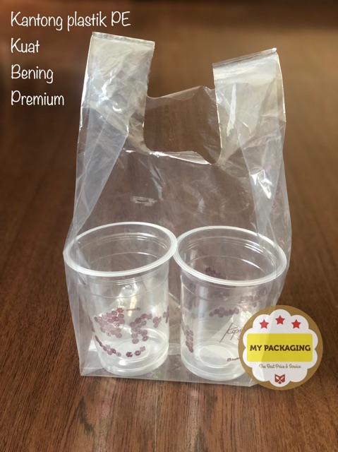 Kantong plastik BENING 15 PE TEBAL 15cm - 250Gr/pack isi 35pcs - 2 cup Kresek Transparan Tebal