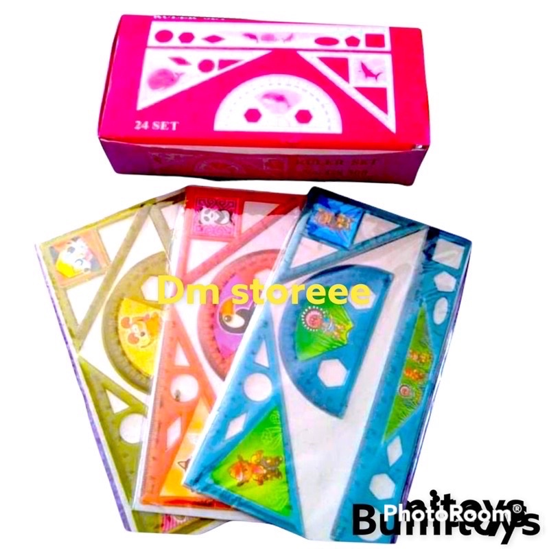 

penggaris set 4pcs busur segitiga / jidar / mistar / penggaris murah