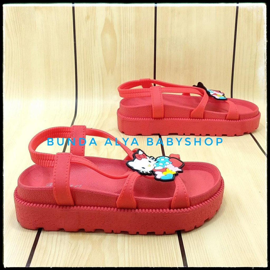 Sandal Anak Perempuan Jelly Usia 4 5 6 7 Tahun MERAH - Sandal Anak Cewek Heels Tali Size 28 - 35 Karet Anti Licin