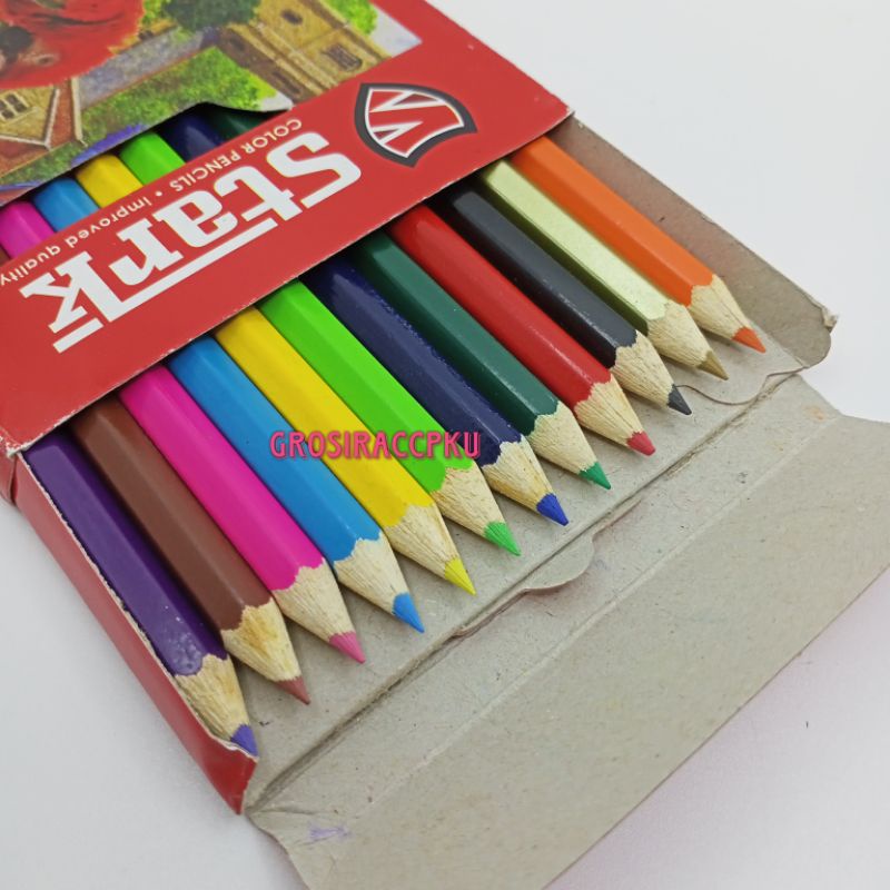 Pensil Warna Pendek 12 warna Montana/Davis/Nano-nano murah meriah