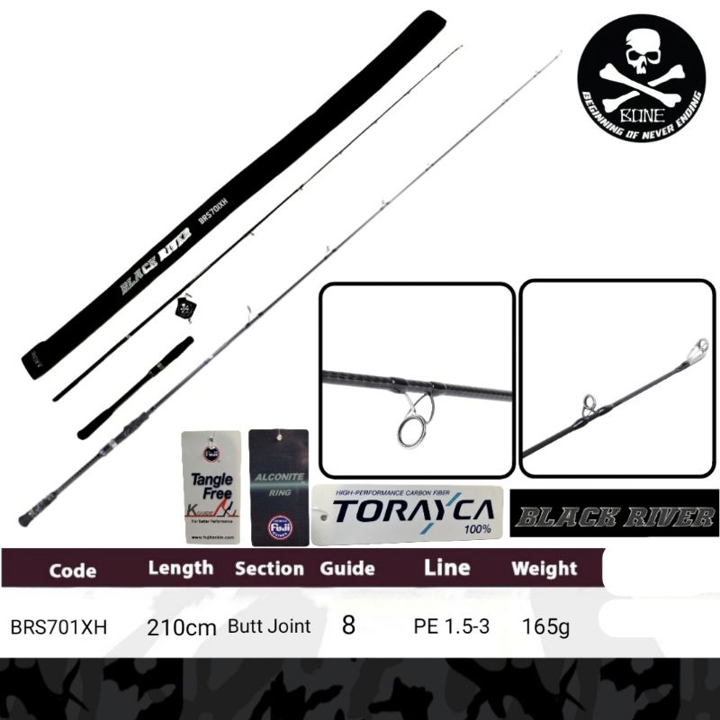 joran jigging Bone Black River 701xh pe 1.5-3