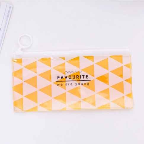 COD - S656 Tempat Pensil Zipper Transparan / Zipper Bag / Pouch Zipper / Tempat Kosmetik Zip-Kuning