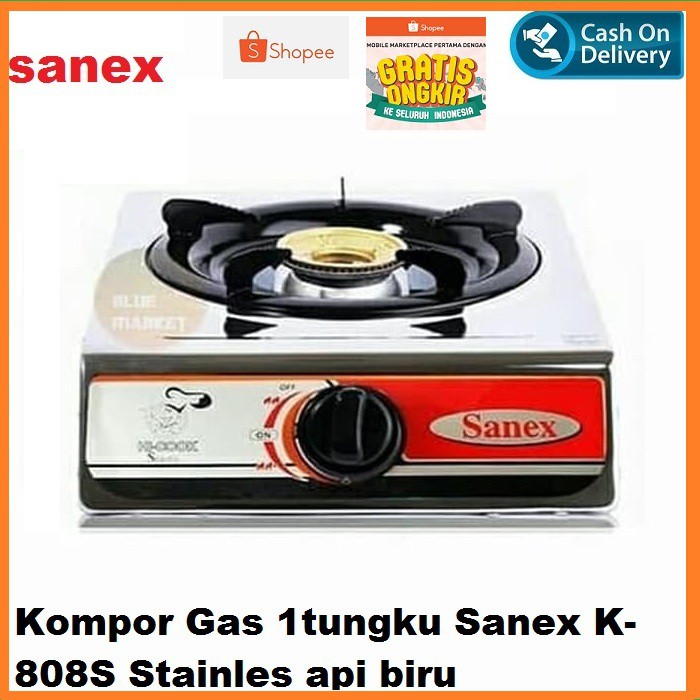 Kompor Gas 1tungku Sanex K-808S Stainles api biru