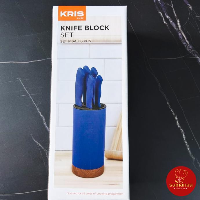 

Kris Chef Knife Block Set Pisau 5 Pcs 1 Pcs Tempat - Warna Biru 85Yq1056R5