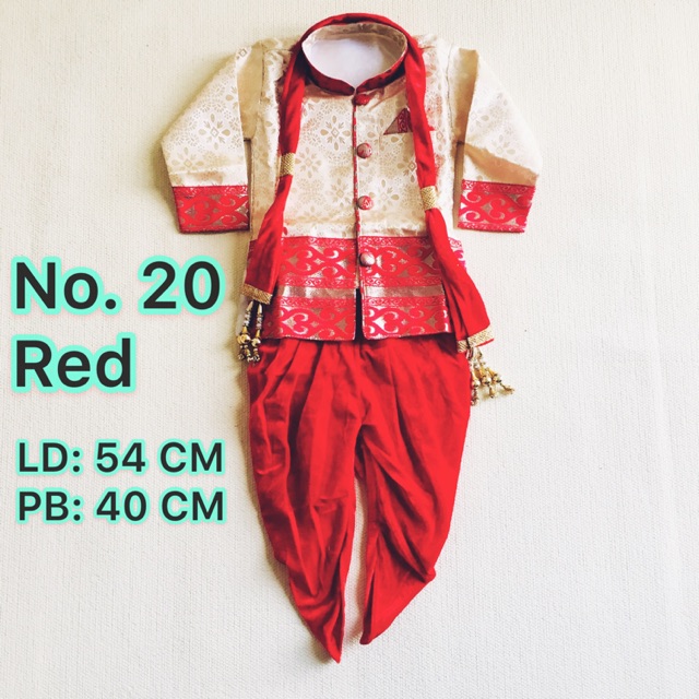 Setelan Sherwani Anak Laki Cowok Baju Lebaran Murah Warna Merah Umur 2 - 8 Tahun / Toko India Murah 