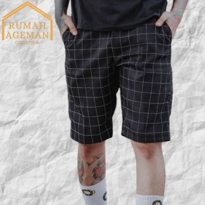 CELAN TARTAN PENDEK KARET CELANA KARET PENDEK CELANA KOTAK KOTAK PENDEK