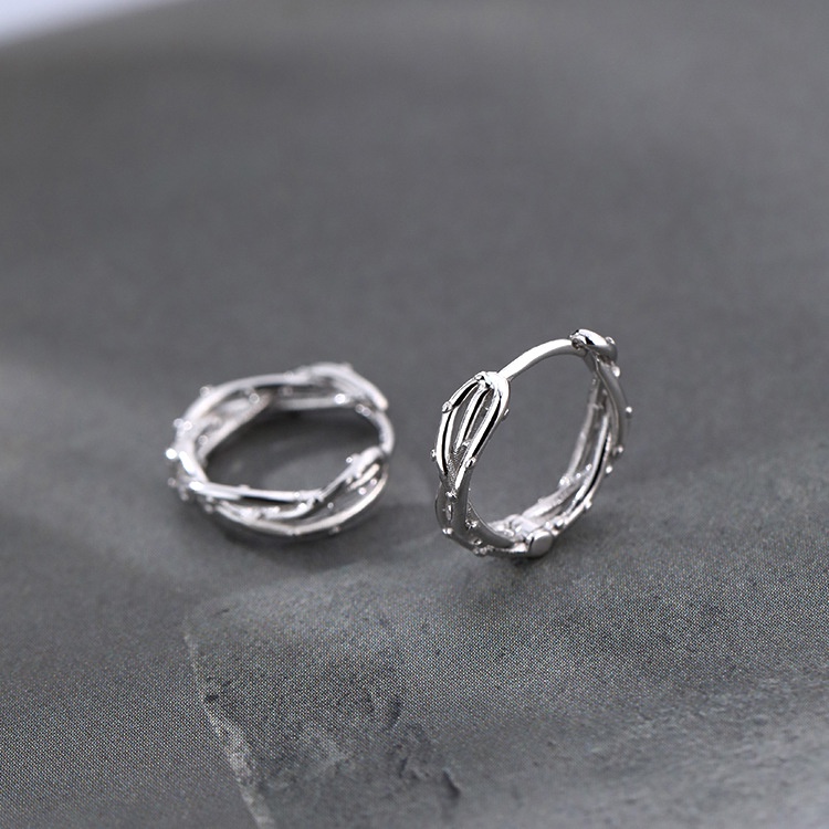 Anting Hoop Berduri Bahan 925 Silver Untuk Wanita