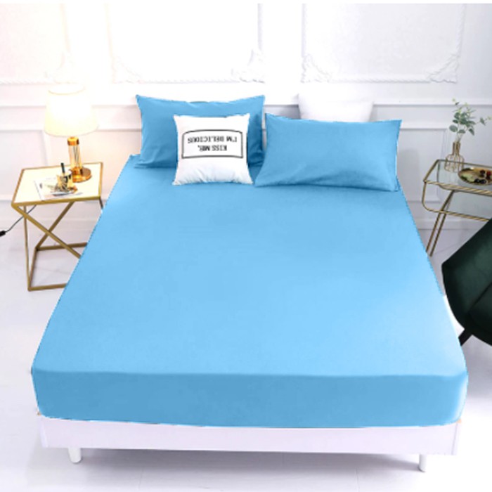 Sprei Biru Langit emboss katun jepang disperse seprai nikah dingin lembut halus microfiber minimalis